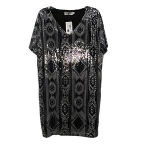 Crazy Train Aztec Full Sequin Dress Size Large NWT Party Western Cowgirl Sparkle